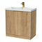 Milan Fluted 800mm Autumn Oak 2-Door Floor Standing Vanity Unit with Brushed Brass Handles