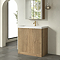 Milan Fluted 800mm Autumn Oak 2-Door Floor Standing Vanity Unit with Brushed Brass Handles