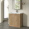 Milan Fluted 800mm Autumn Oak 2-Door Floor Standing Vanity Unit with Matt Black Handles