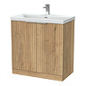 Milan Fluted 800mm Autumn Oak 2-Door Floor Standing Vanity Unit
