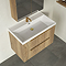 Milan Fluted 800mm Autumn Oak 2-Drawer Wall Hung Vanity Unit with Brushed Brass Handles