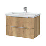 Milan Fluted 800mm Autumn Oak 2-Drawer Wall Hung Vanity Unit