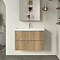 Milan Fluted 800mm Autumn Oak 2-Drawer Wall Hung Vanity Unit
