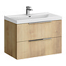 Milan Fluted 800mm Autumn Oak 2-Drawer Wall Hung Vanity Unit
