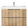 Milan Fluted 800mm Autumn Oak 2-Drawer Wall Hung Vanity Unit