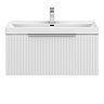 Milan Fluted 800mm Matt White 1-Drawer Wall Hung Vanity Unit with Chrome Handle