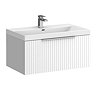 Milan Fluted 800mm Matt White 1-Drawer Wall Hung Vanity Unit with Chrome Handle