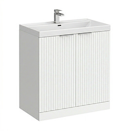 Milan Fluted 800mm Matt White 2-Door Floor Standing Vanity Unit