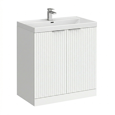 Milan Fluted 800mm Matt White 2-Door Floor Standing Vanity Unit