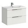 Milan Fluted 800mm Matt White 2-Drawer Wall Hung Vanity Unit with Chrome Handles