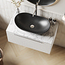 Milan Fluted 800mm Matt White Vanity Unit - Wall Hung 1 Drawer Unit with Carrara Marble Worktop & Chrome Handle