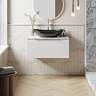 Milan Fluted 800mm Matt White Vanity Unit - Wall Hung 1 Drawer Unit with Carrara Marble Worktop & Chrome Handle
