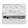 Milan Fluted 800mm Matt White Vanity Unit - Wall Hung 1 Drawer Unit with Carrara Marble Worktop & Chrome Handle