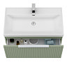 Milan Fluted 800mm Satin Green 1-Drawer Wall Hung Vanity Unit with Chrome Handle