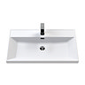 Milan Fluted 800mm Satin Green 1-Drawer Wall Hung Vanity Unit with Matt Black Handle