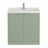 Milan Fluted 800mm Satin Green 2-Door Floor Standing Vanity Unit