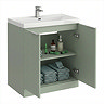 Milan Fluted 800mm Satin Green 2-Door Floor Standing Vanity Unit