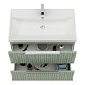 Milan Fluted 800mm Satin Green 2-Drawer Wall Hung Vanity Unit with Chrome Handles