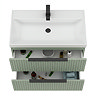 Milan Fluted 800mm Satin Green 2-Drawer Wall Hung Vanity Unit with Matt Black Handles