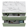 Milan Fluted 800mm Satin Green Vanity Unit - Wall Hung 2 Drawer Unit with Carrara Marble Worktop & Chrome Handles