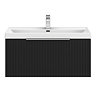 Milan Fluted 800mm Soft Black 1-Drawer Wall Hung Vanity Unit with Chrome Handle