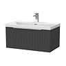 Milan Fluted 800mm Soft Black 1-Drawer Wall Hung Vanity Unit with Chrome Handle