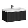Milan Fluted 800mm Soft Black 1-Drawer Wall Hung Vanity Unit with Chrome Handle