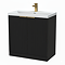 Milan Fluted 800mm Autumn Oak 2-Door Floor Standing Vanity Unit with Brushed Brass Handles
