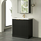 Milan Fluted 800mm Soft Black 2-Door Floor Standing Vanity Unit with Brushed Brass Handles