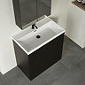 Milan Fluted 800mm Soft Black 2-Door Floor Standing Vanity Unit with Matt Black Handles