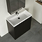Milan Fluted 800mm Soft Black 2-Door Floor Standing Vanity Unit with Matt Black Handles