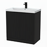 Milan Fluted 800mm Soft Black 2-Door Floor Standing Vanity Unit with Matt Black Handles