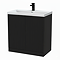 Milan Fluted 800mm Soft Black 2-Door Floor Standing Vanity Unit with Matt Black Handles