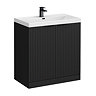 Milan Fluted 800mm Soft Black 2-Door Floor Standing Vanity Unit with Matt Black Handles