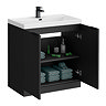Milan Fluted 800mm Soft Black 2-Door Floor Standing Vanity Unit with Matt Black Handles