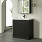 Milan Fluted 800mm Soft Black 2-Door Floor Standing Vanity Unit with Matt Black Handles