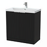 Milan Fluted 800mm Soft Black 2-Door Floor Standing Vanity Unit