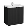Milan Fluted 800mm Soft Black 2-Door Floor Standing Vanity Unit