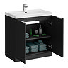 Milan Fluted 800mm Soft Black 2-Door Floor Standing Vanity Unit