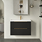 Milan Fluted 800mm Soft Black 2-Drawer Wall Hung Vanity Unit with Brushed Brass Handles