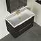 Milan Fluted 800mm Soft Black 2-Drawer Wall Hung Vanity Unit with Brushed Brass Handles