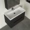 Milan Fluted 800mm Soft Black 2-Drawer Wall Hung Vanity Unit with Matt Black Handles