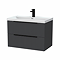 Milan Fluted 800mm Soft Black 2-Drawer Wall Hung Vanity Unit with Matt Black Handles