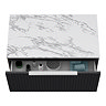 Milan Fluted 800mm Soft Black Vanity Unit - Wall Hung 1 Drawer Unit with Carrara Marble Worktop & Chrome Handle