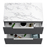 Milan Fluted 800mm Soft Black Vanity Unit - Wall Hung 2 Drawer Unit with Carrara Marble Worktop & Chrome Handles