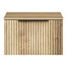 Milan Fluted Autumn Oak 600mm Wall Hung 1-Drawer Countertop Vanity Unit with Matt Black Handle