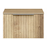 Milan Fluted Autumn Oak 600mm Wall Hung 1-Drawer Countertop Vanity Unit with Chrome Handle