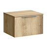 Milan Fluted Autumn Oak 600mm Wall Hung 1-Drawer Countertop Vanity Unit with Chrome Handle