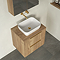 Milan Fluted Autumn Oak 600mm Wall Hung 2-Drawer Countertop Vanity Unit with Brushed Brass Handles