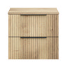 Milan Fluted Autumn Oak 600mm Wall Hung 2-Drawer Countertop Vanity Unit with Matt Black Handles